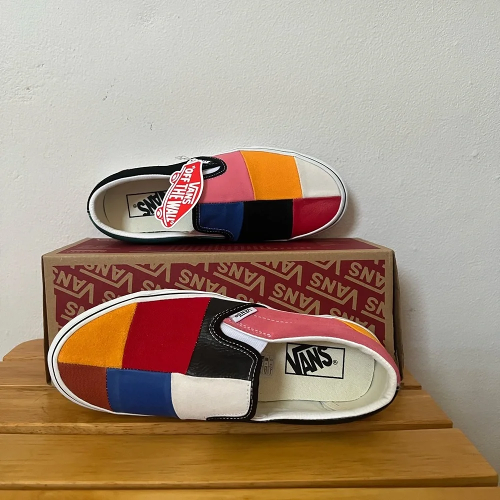 SOLD~VANS Unisex Leather & Suede Patchwork Slip On - Picture 10 of 15